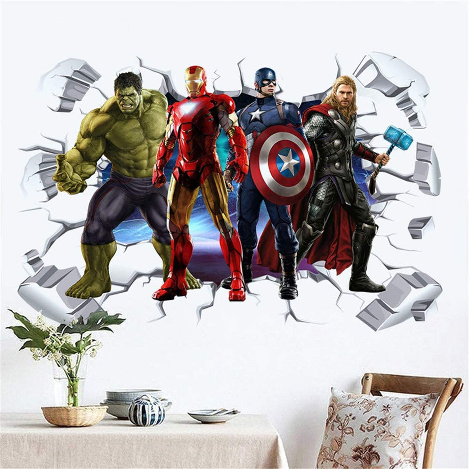 i-emporium 90x60cm - Superhero Wall Stickers 3D - 4H-Avengers - | Wall Decal