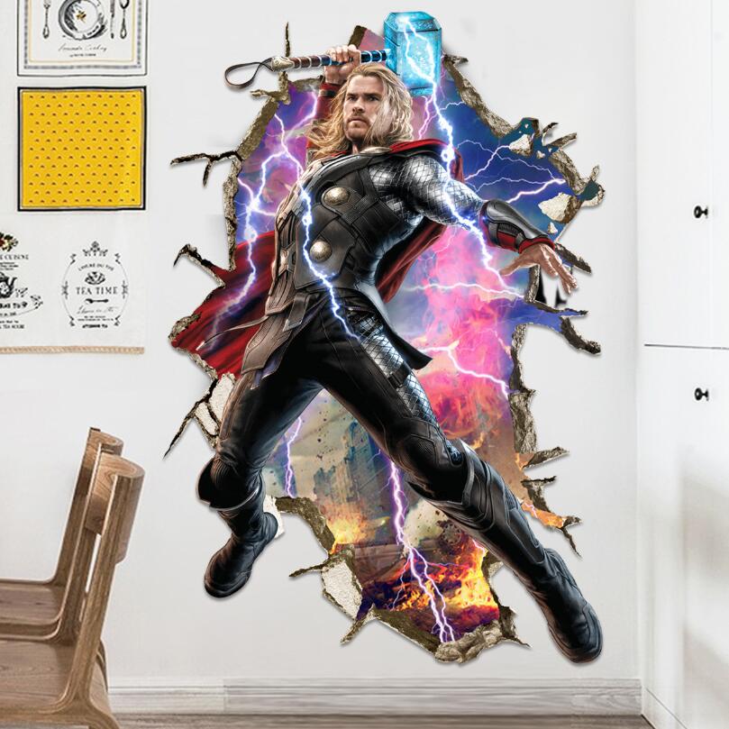 i-emporium 60x90cm - Superhero Wall Stickers 3D - Thor Wall Decal