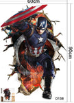 i-emporium 60x90cm - Superhero Wall Stickers 3D - Captain America - Wall Decal