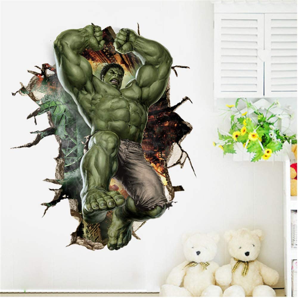 i-emporium Hulk 3D Wall Sticker – 60x90cm Portrait Superhero Wall Decal