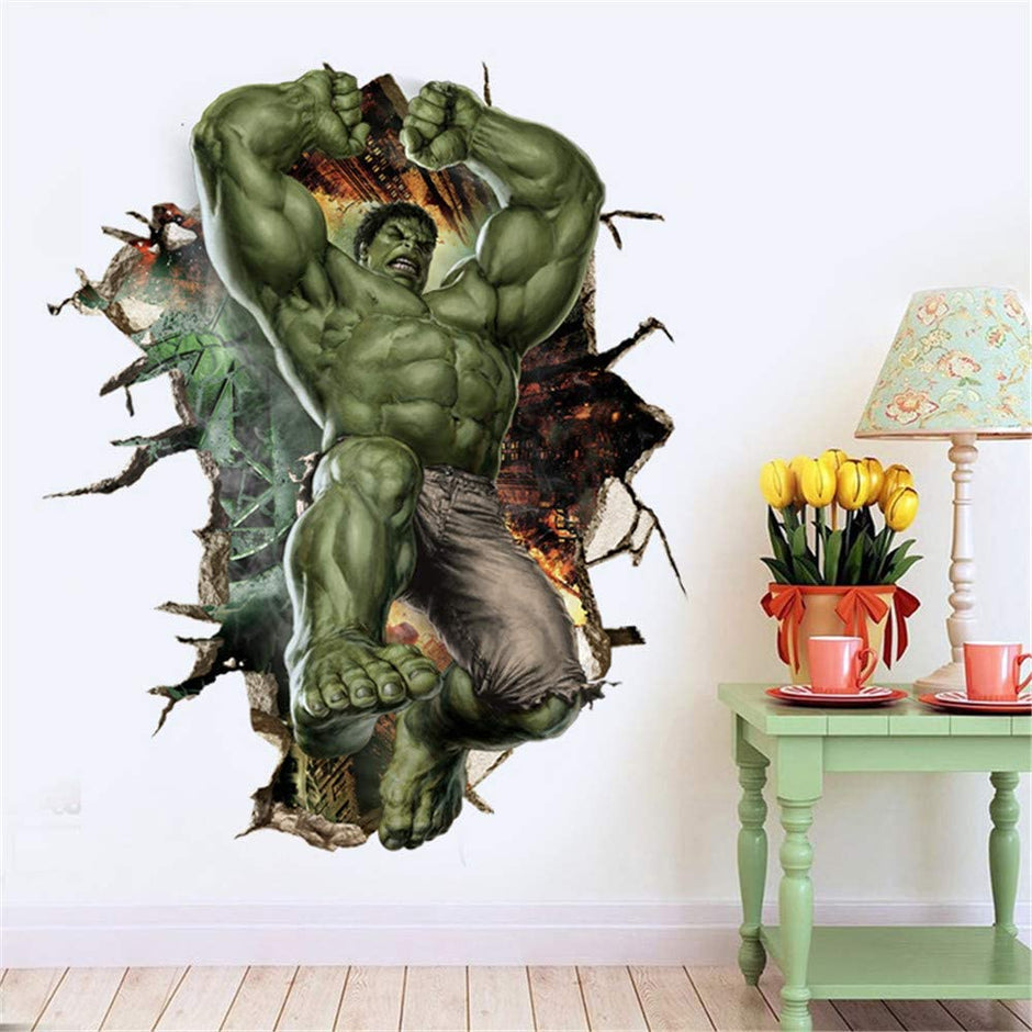 i-emporium Hulk 3D Wall Sticker – 60x90cm Portrait Superhero Wall Decal