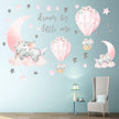 i-emporium 30X90cm | Dream Big Little One Elephant Wall Sticker Decal Pink Moon Hot Air Ball